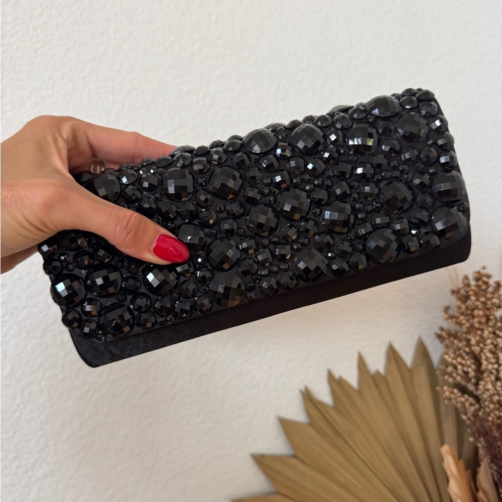 Sondra Roberts Black Gemstone Clutch